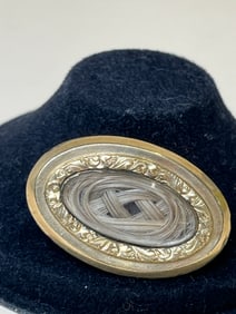 Antique Victorian 14k Yellow Gold Mourning Brooch