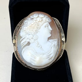 Antique 14k Yellow Gold Cameo, Lady's Portrait