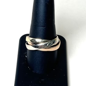 14k Triple Band, White, Yellow And Rose Gold Size 10