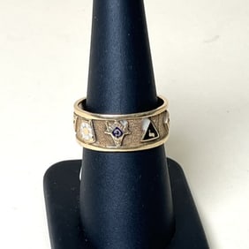 14k Masonic Yellow Gold Band