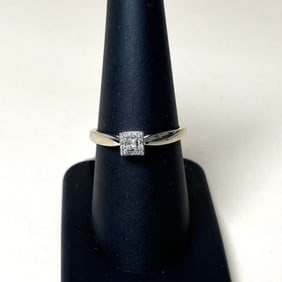 14k  Diamond Ring In Cage Setting White Gold Ring Size 8