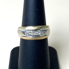 14k White and Yellow Gold Diamond Band Size 8.25