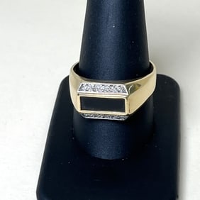 14k Diamond And Onyx Men's Ring Size 12