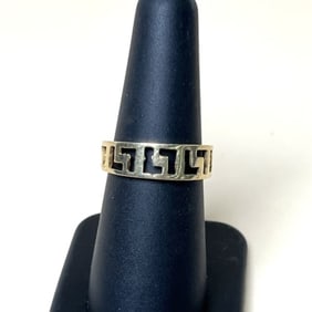 18k Yellow Gold Greek Key Ring Size 6.5