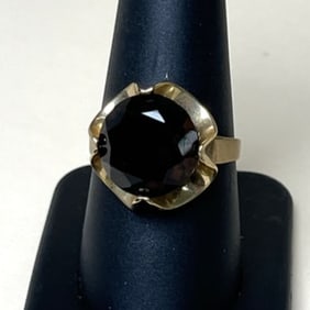 Antique 1940's 8k Gold Ring With 9mm Smoky Topaz Size 9
