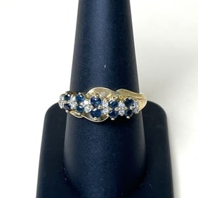 Vintage/Antique 10k Diamond And Blue Spinel Ring Size 9