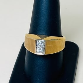 14k Yellow Gold Double Diamond Ring Size 9.75