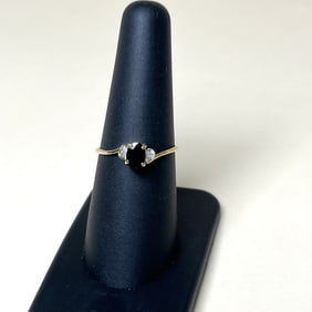 14K Sapphire And Diamond Yellow Gold Ring