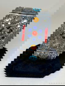 Incredible Sterling Silver Bali Style Gemstone Design Cuff