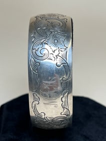Sterling Silver Cuff with Monogram & Etched Design, S Kirk & Son