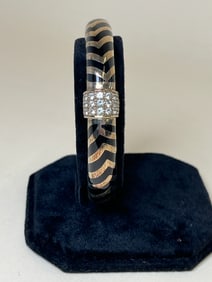 Vintage Designer Angelique de Paris Sterling & White Topaz Bangle Bracelet