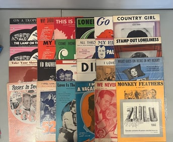 A Lot of 24 Vintage Music Sheets
