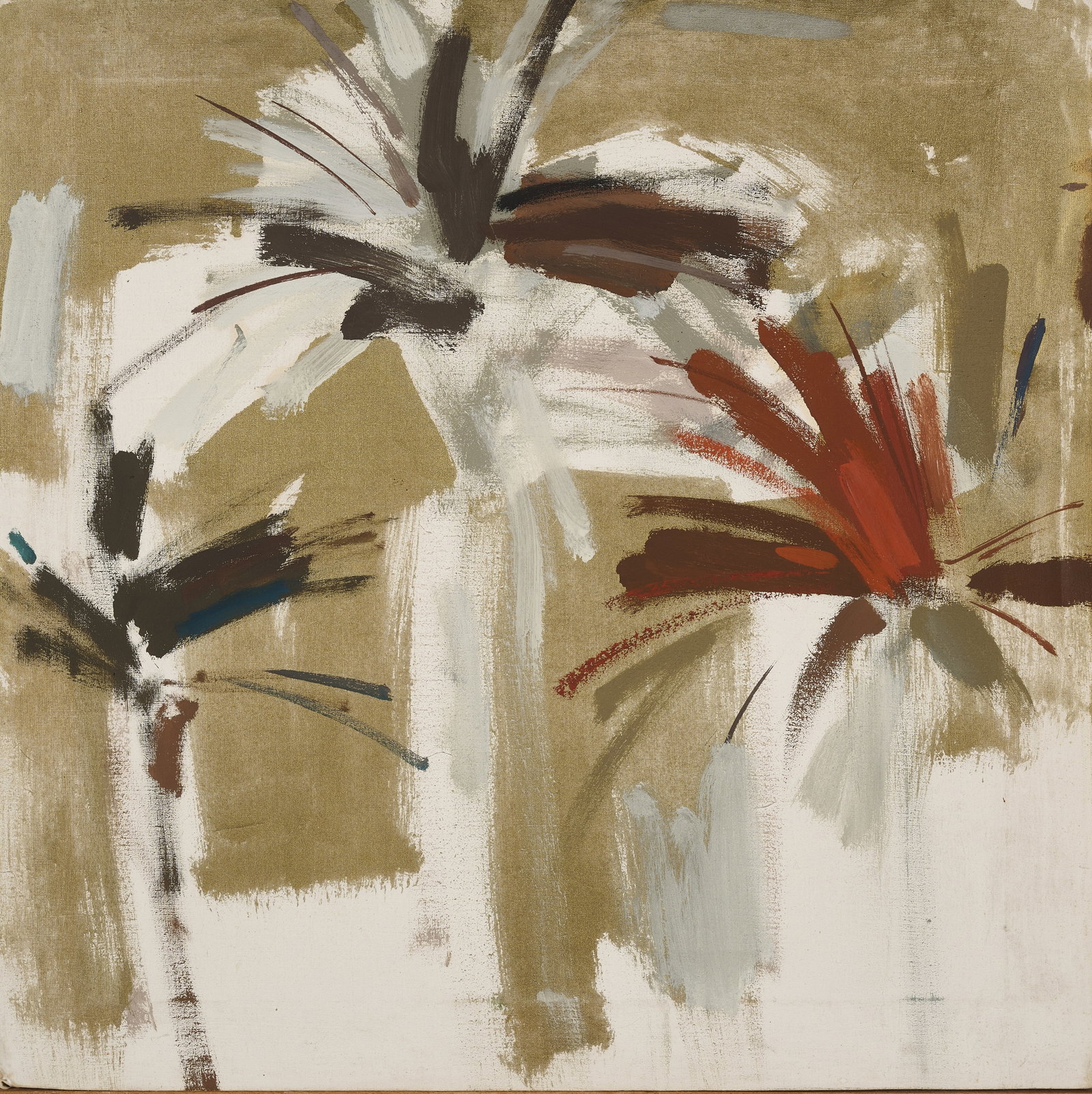 CHANT AVEDISSIAN (EGYPTIAN 1951-2018): UNTITLED oil and metallic pigment on canvas 50.5 x 50.5cm; 20 x 20in (each) 50.5 x 203.2cm; 20 x 80in (together) unframed In four parts Executed in circa late 1970s - early