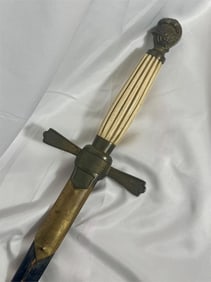 Antique sword with leather scabbard