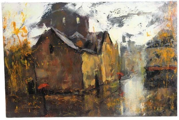 "Rainy Day" by Arman Kocharyan: 2018Painting is not framed.Dimensions: 20" x 29.5"By Arman Kocharyan: The work is by the artist.