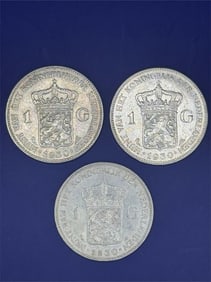 Set of 3, Netherlands 1 Gulden
