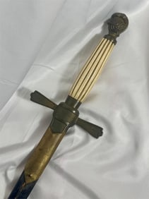 Antique sword with leather scabbard