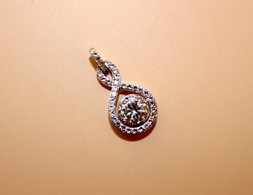 14K Twisted White Gold- Lab Diamond Pendant