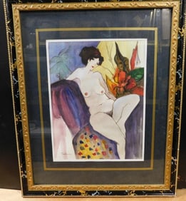 Itzchak Tarkay (1935 - 2012) Nude Woman Portrait