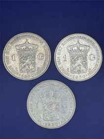 Set of 3, Netherlands 1 Gulden