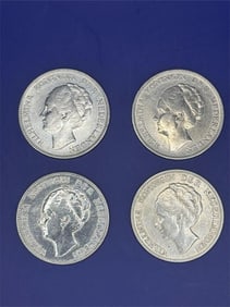 Set of 4, Netherlands 1 Gulden