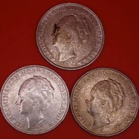 1943 Netherlands Queen Wilhelmina Silver Gulden