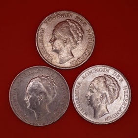 1929 Netherlands Queen Wilhelmina Silver Gulden