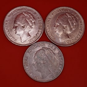 1929 Netherlands Queen Wilhelmina Silver Gulden