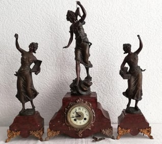 Auguste Moreau Bronze-Toned Figural Clock