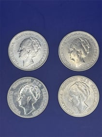 Set of 4, Netherlands 1 Gulden