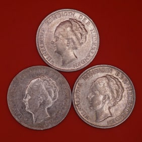 1929 Netherlands Queen Wilhelmina Silver Gulden