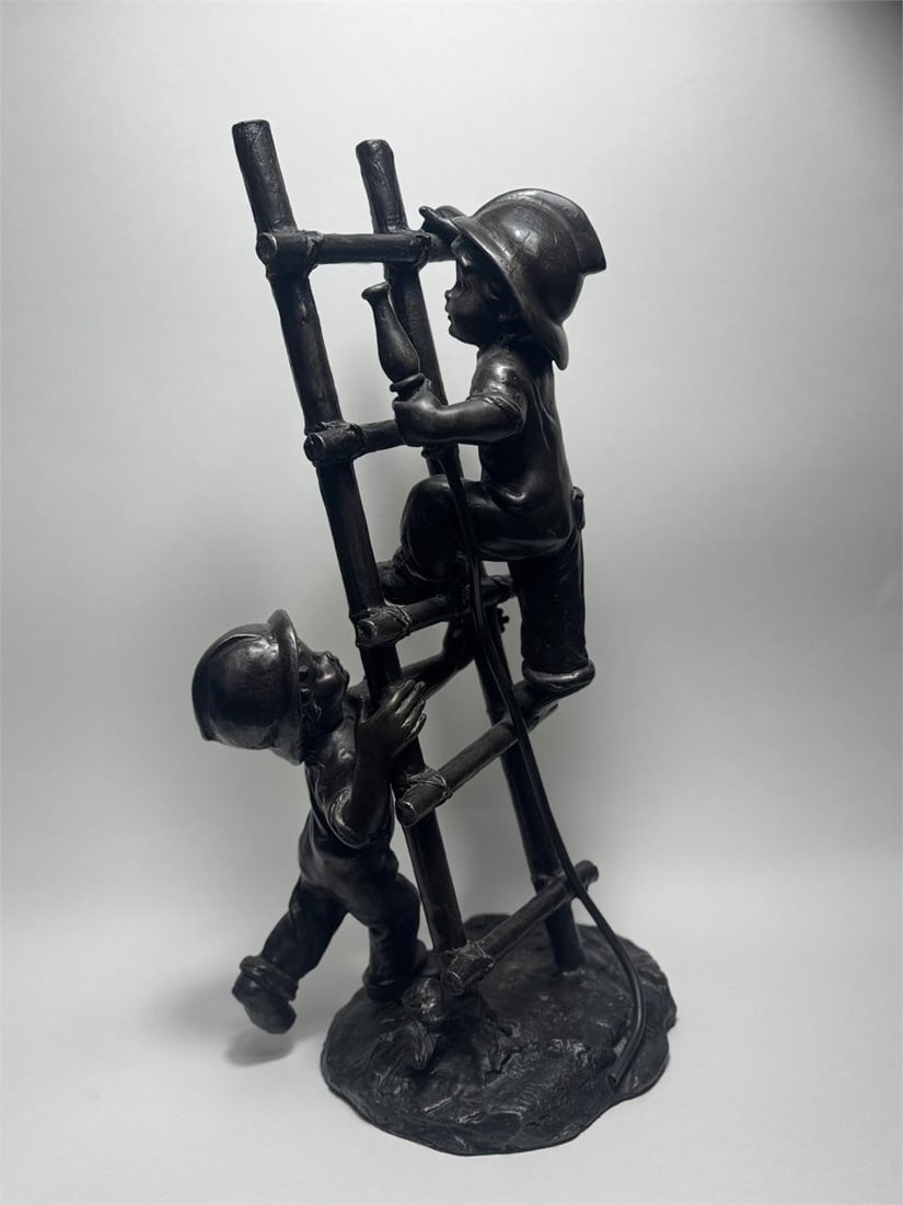 Bronze Firefighter Kids Climbing Ladder: Dimensions:21in x 10in x 8in