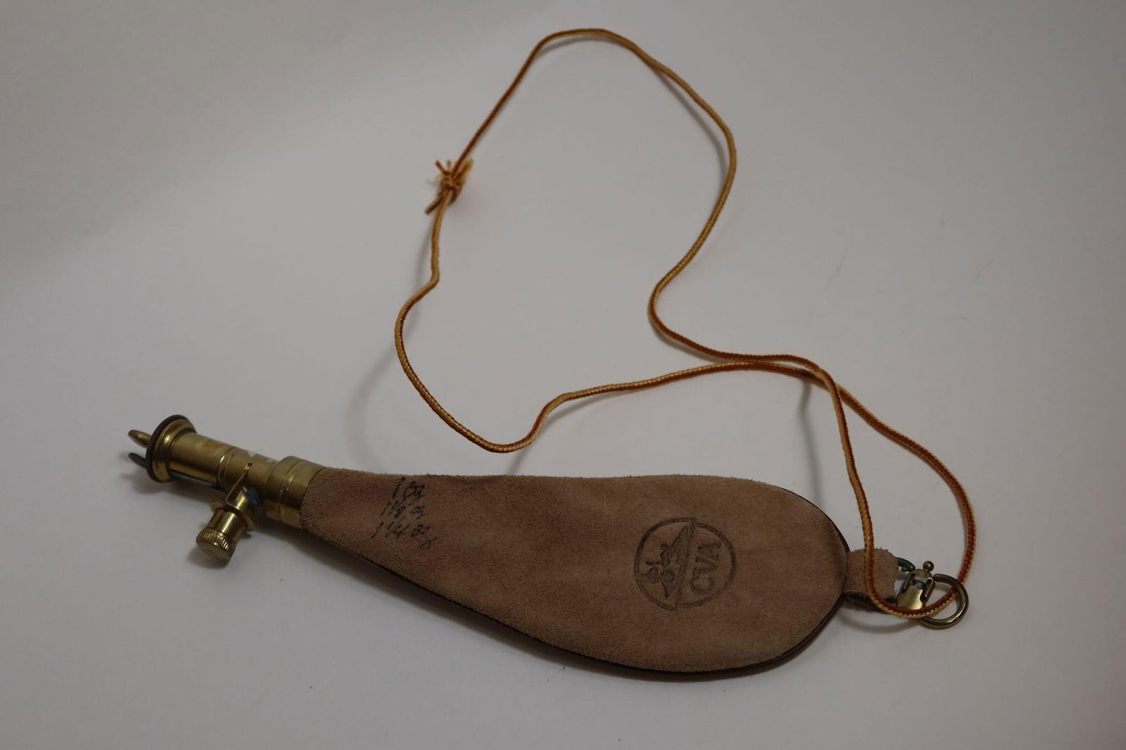 Brass and Suede Shot Flask (1 of 2)