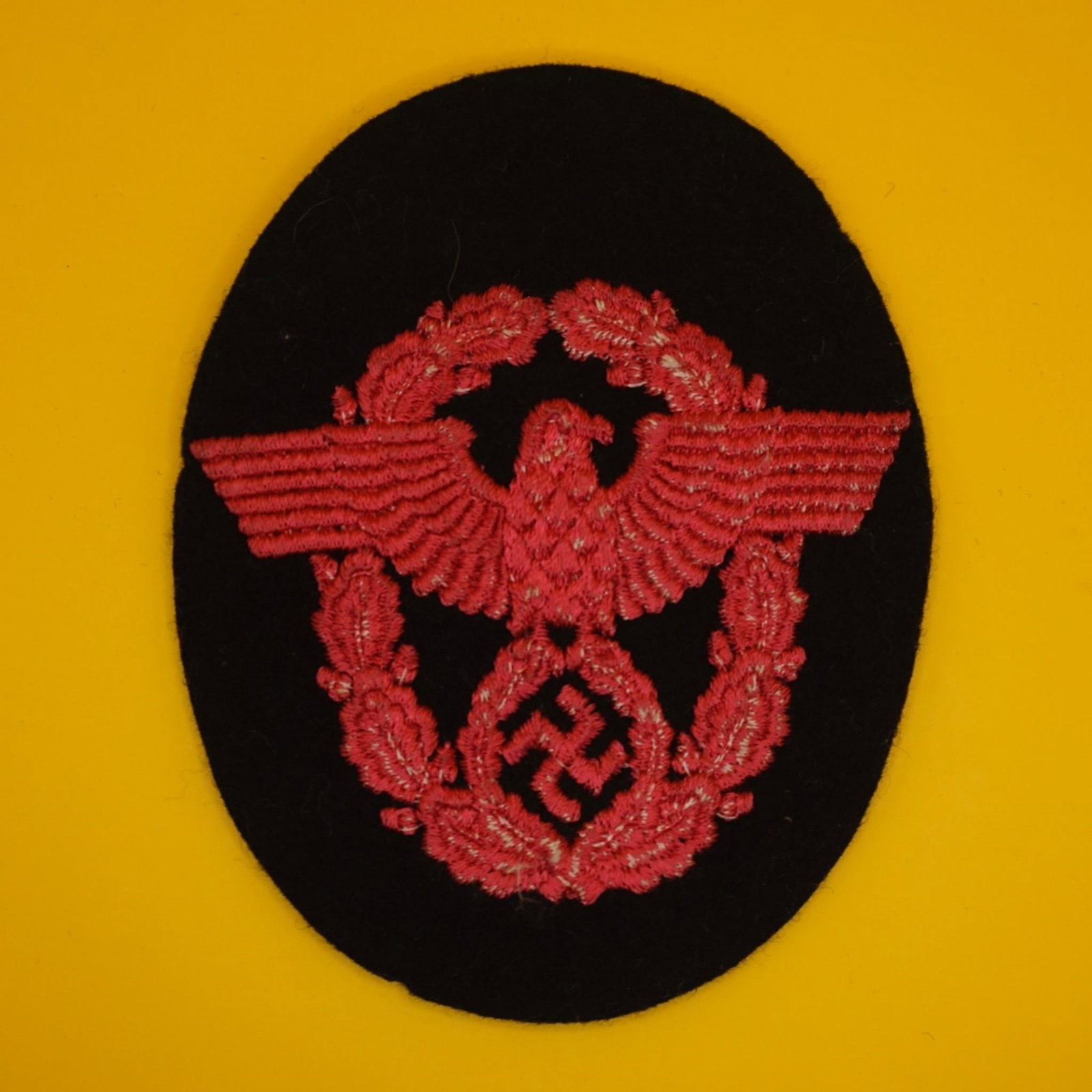 Original German Fire Police Sleeve Eagle: Authentic WWII-era German Fire Police sleeve eagle insignia.