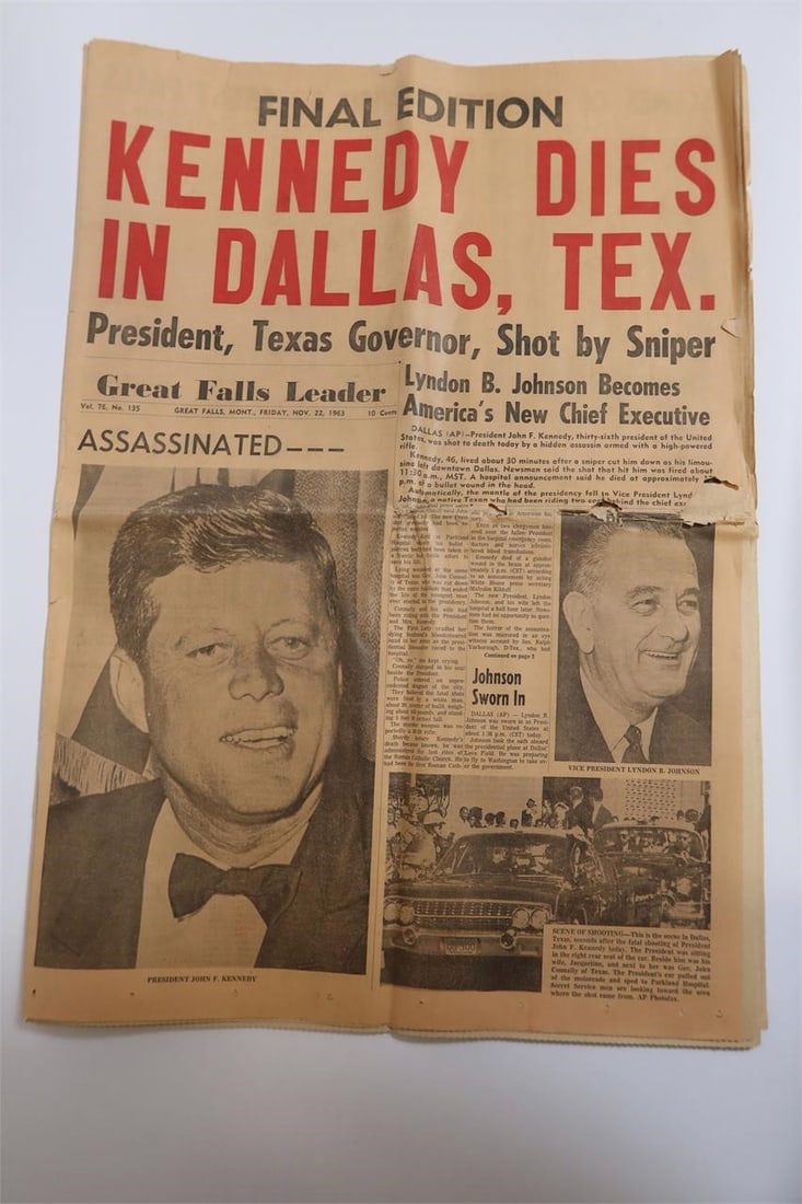 Kennedy Dies in Dallas Final Edition Newspaper (1 of 1)