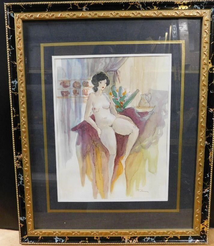 Itzchak Tarkay (1935 - 2012) Nude Woman Portrait: Itzchak Tarkay (1935 - 2012)Nude Woman Portrait. Watercolor. Measures 22" tall x 18" wide.