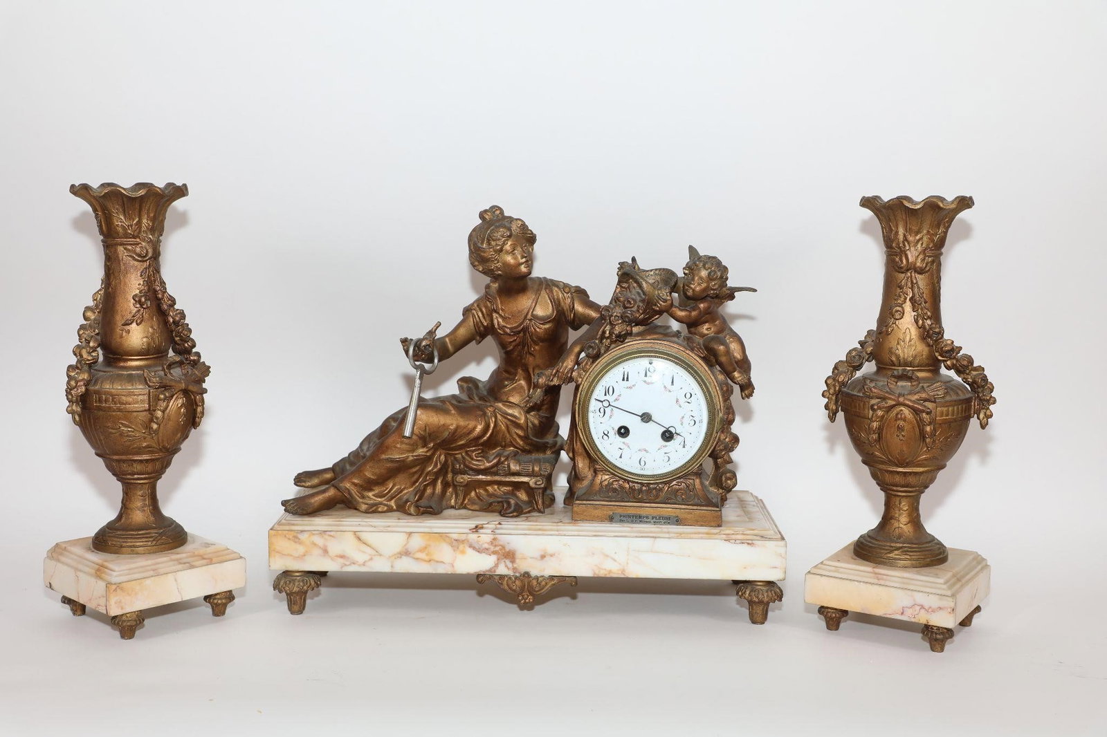 Antique French Mantel Clock and Vases (1 of 20)
