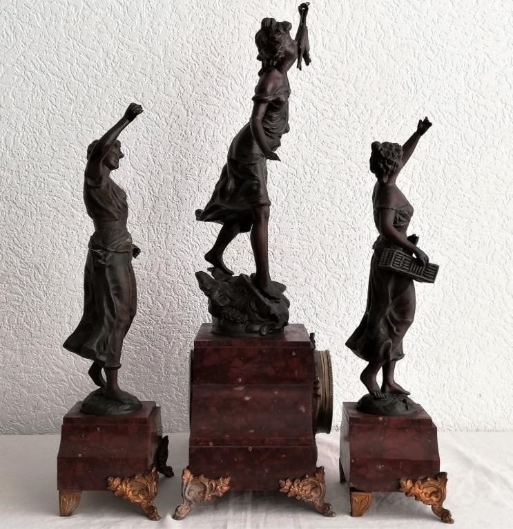 Auguste Moreau Bronze-Toned Figural Clock - 3