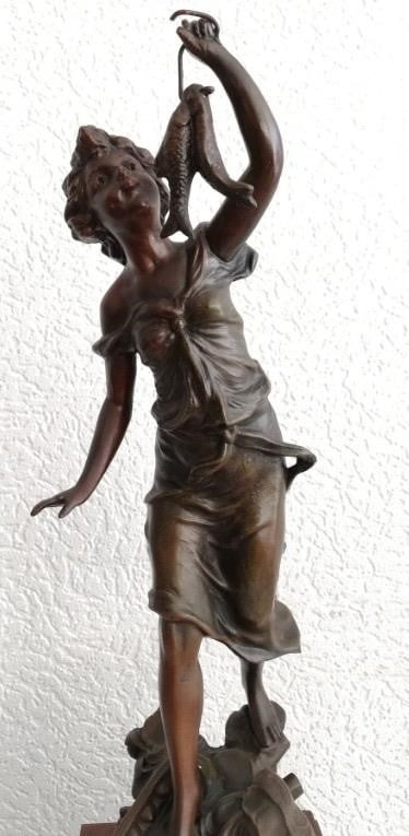 Auguste Moreau Bronze-Toned Figural Clock - 6