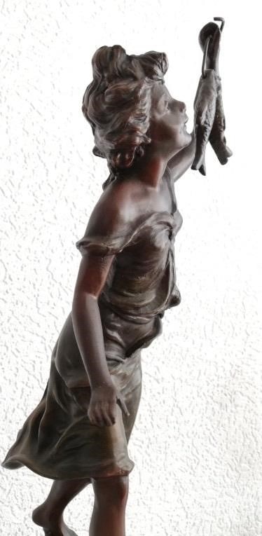 Auguste Moreau Bronze-Toned Figural Clock - 7