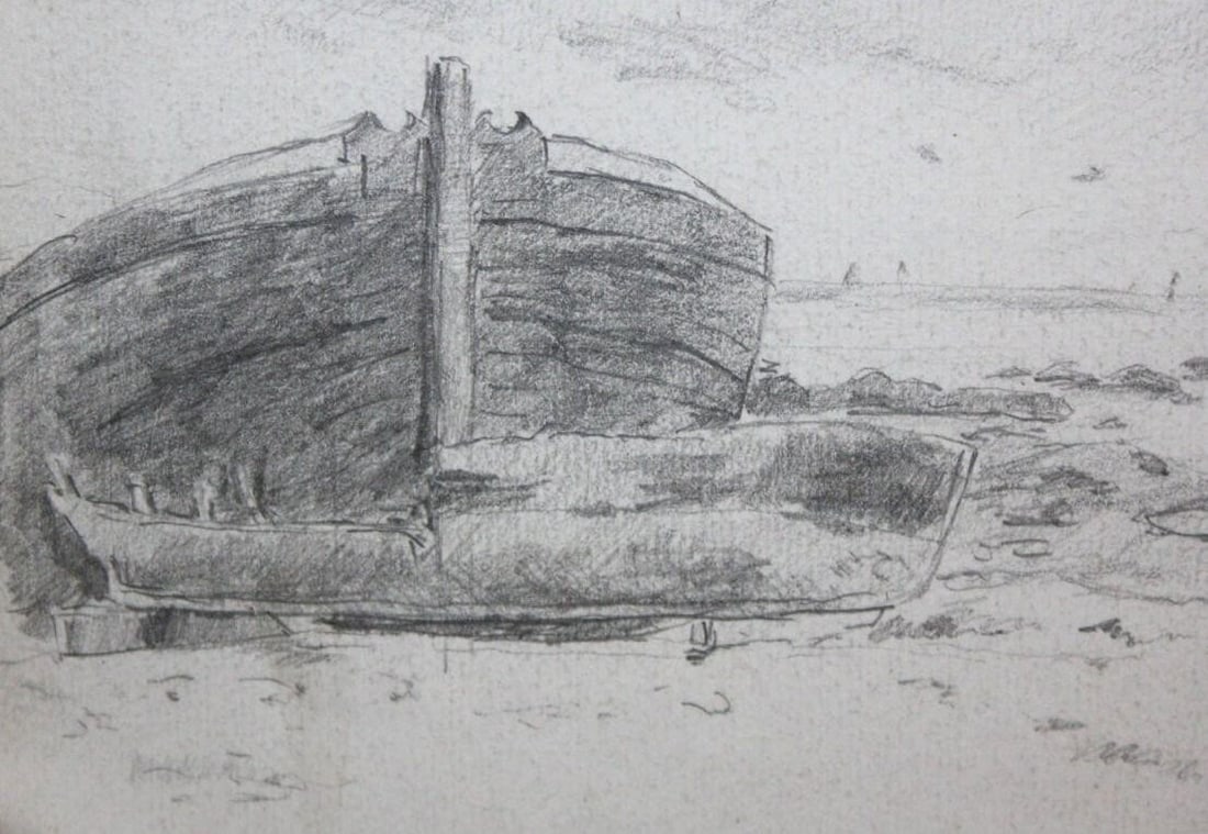 Eliseo Meifrén i Roig - Vista de una playa: The work is signed by the author at the bottom "E. Meifren" and dated 1889The state of the work is goodThe work is presented framedMeasurements of the work: 15 cm. Height x 22 cm. WideFrame