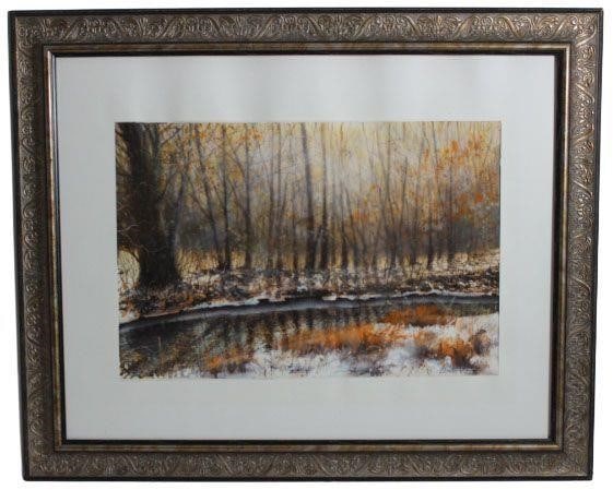 Watercolor Painting (Autumn) by Jamshid Umarov: Painting is framed.Dimensions with frame: 27" x 33"Jamshid Umarov: The work is by the artist.Watercolor Artist, born in Uzbekistan.