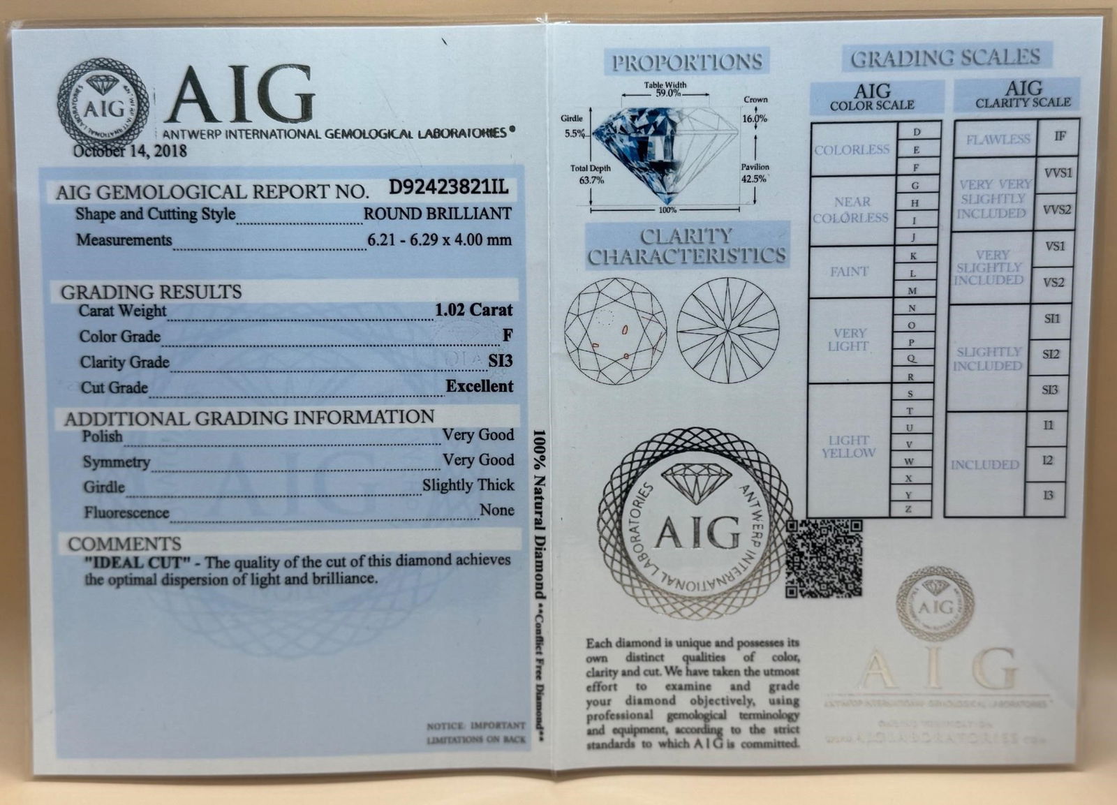 Natural Round Diamond 1.02ct - 6