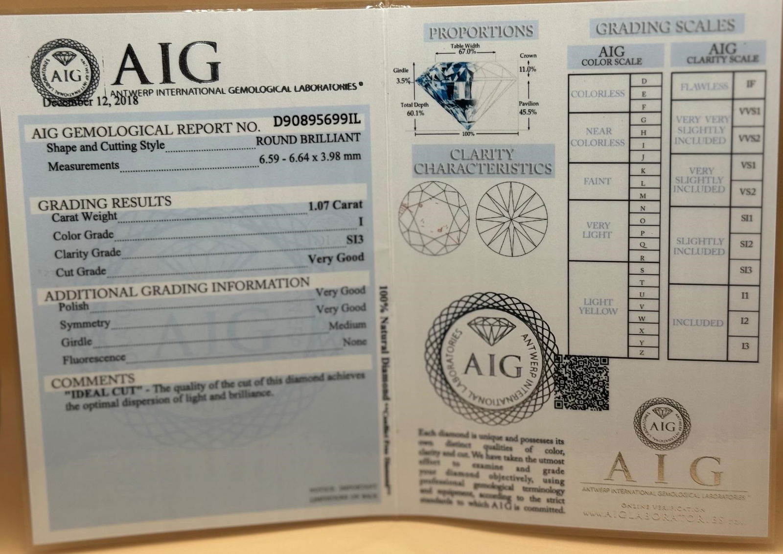 Natural Round Diamond 1.07ct - 4