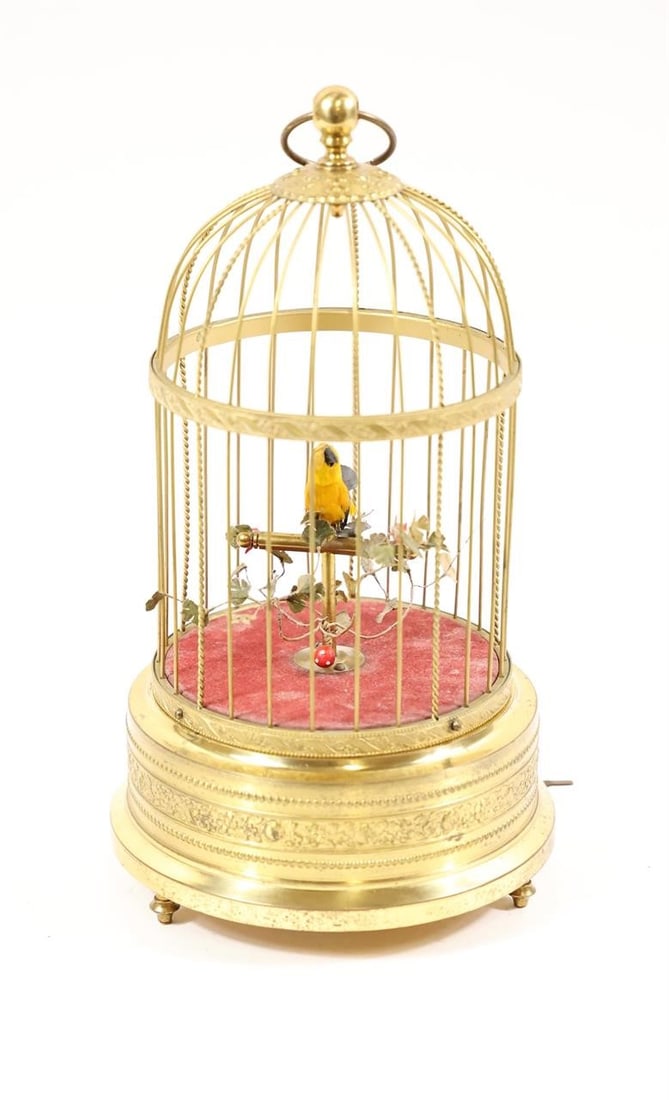 Antique K.Griesbaum Singing Automaton Bird in Cage (1 of 4)