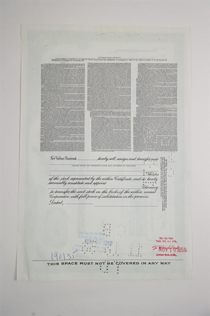 Studebaker-Packard Corporation 100-Share - 2