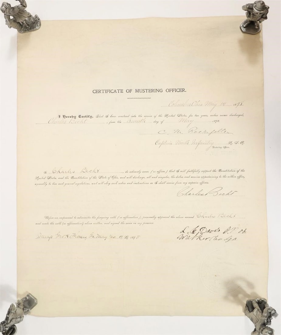 Ohio State Certificate 1898 - 2