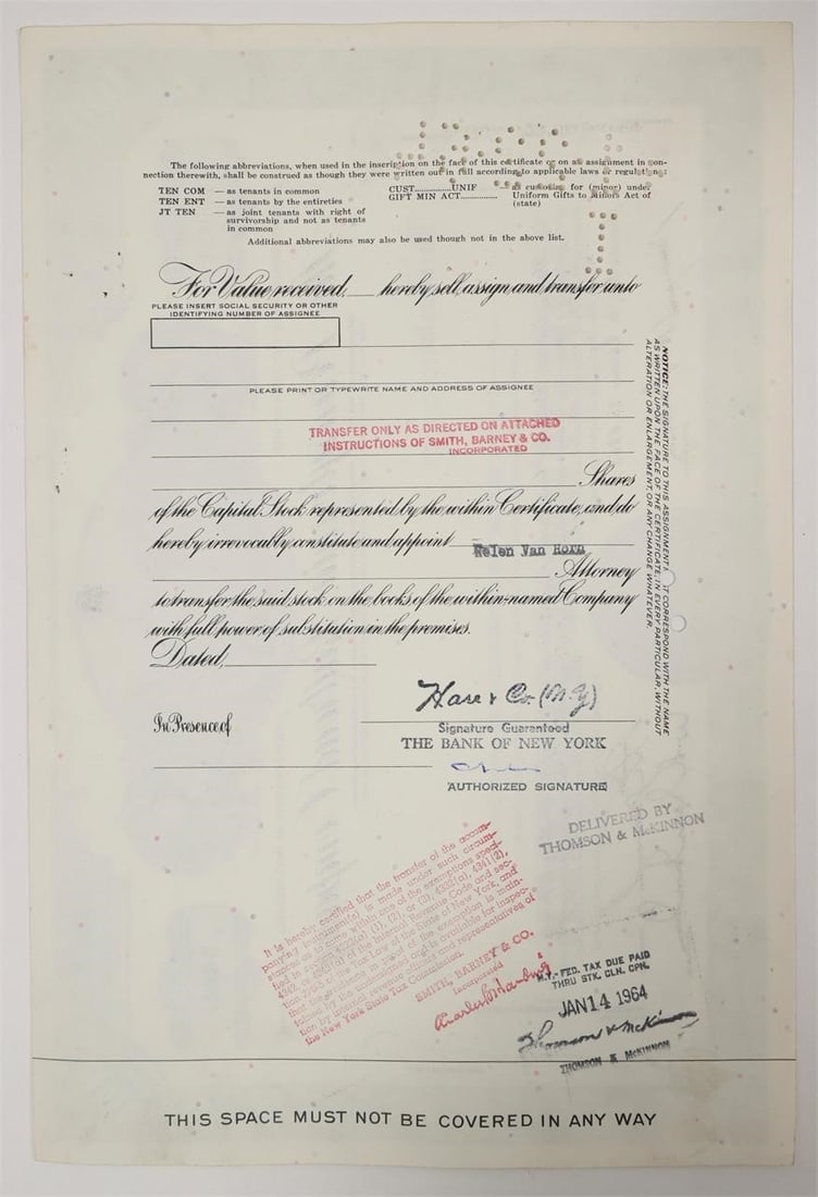 Pennsylvania Railroad Stock Certificate 1963 - 2