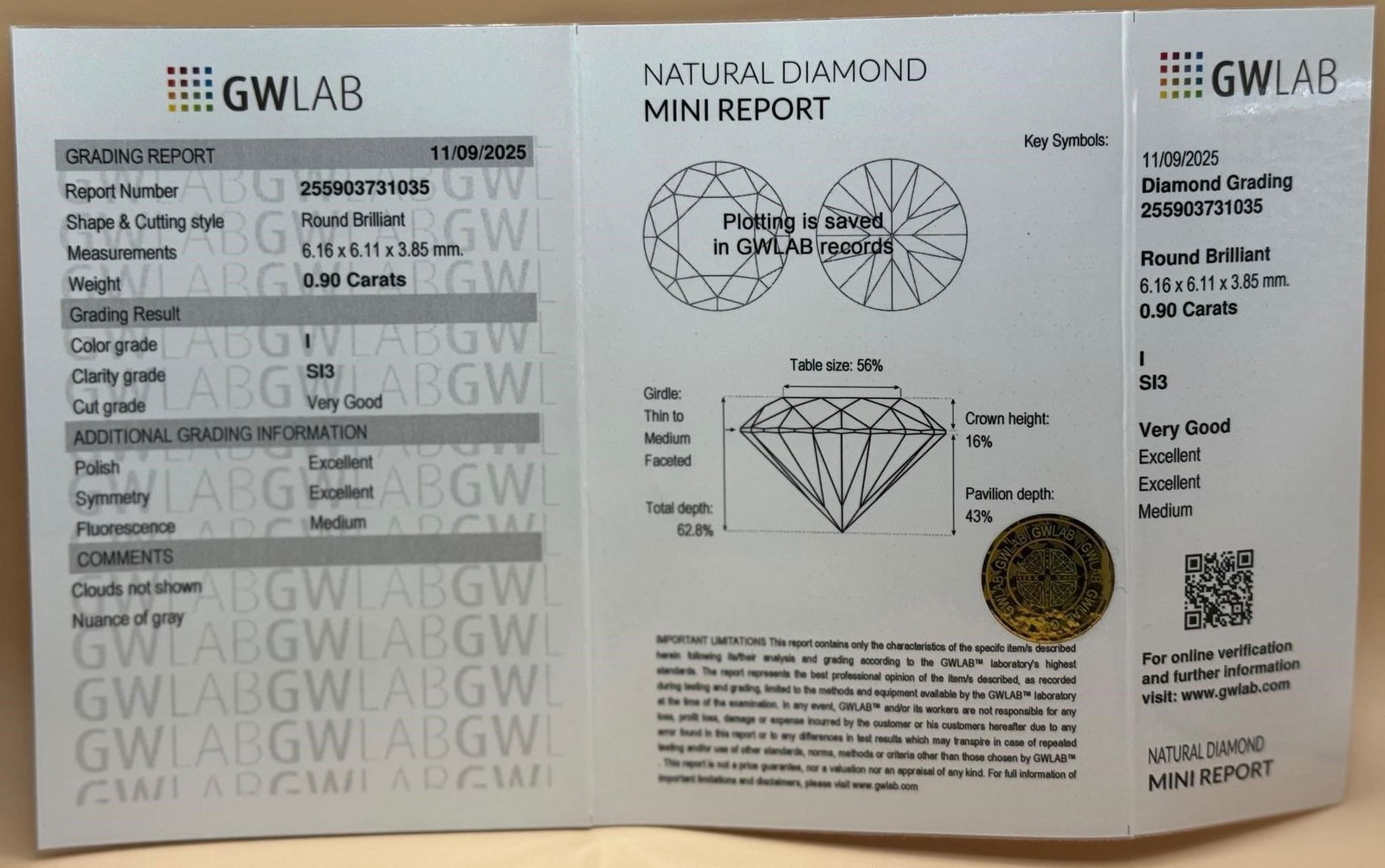 Natural Round Diamond 0.90ct - 5