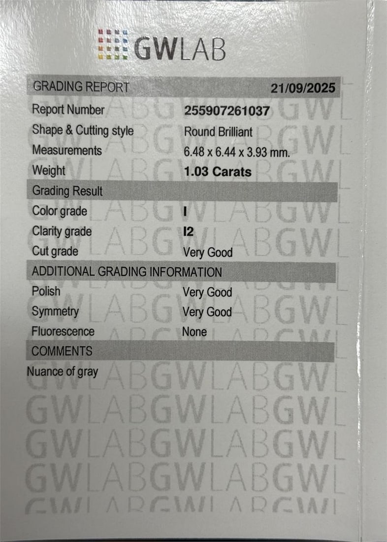 Natural 1.03 ct Round Diamond - 5